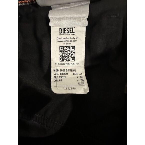 Diesel Jeans Mens 32x32 Black Denim D-Fining Italian Selvedged Button Repairable - Picture 10 of 16